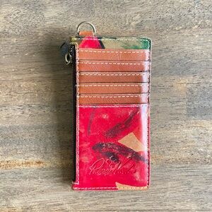 Patricia Nash Floral Leather Wallet Credit Card Holder Clutch Zipper PLEASE READ